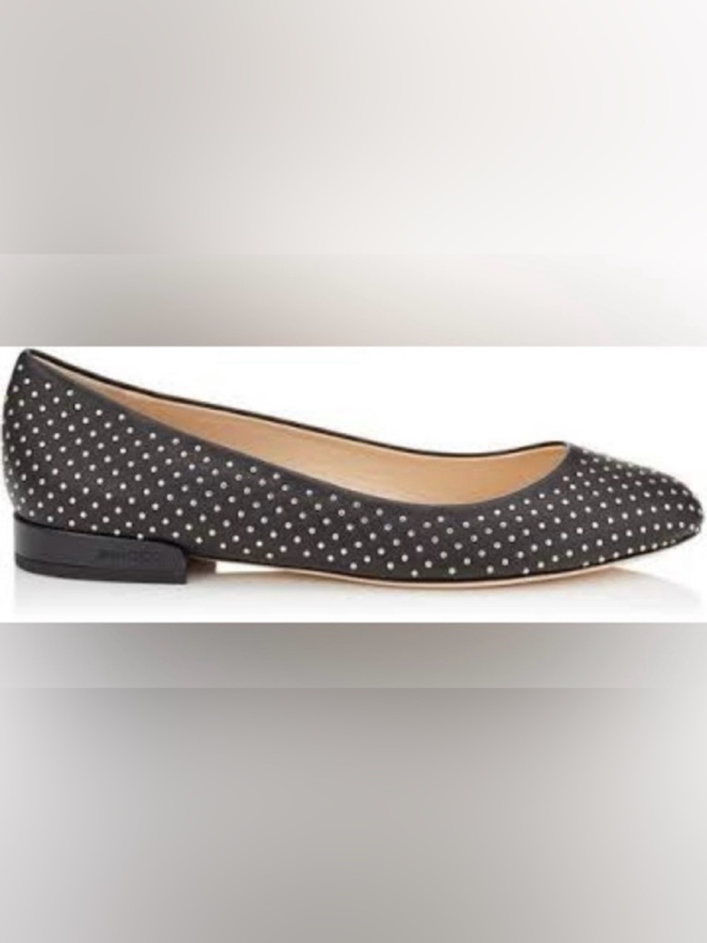 Jimmy Choo. Jessie Flats. Black Nappa Leather with Silver Micro Studs. Size 36.